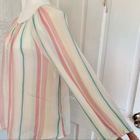 Chaps | Sheer Striped Blouse | M - Picture 4 of 10